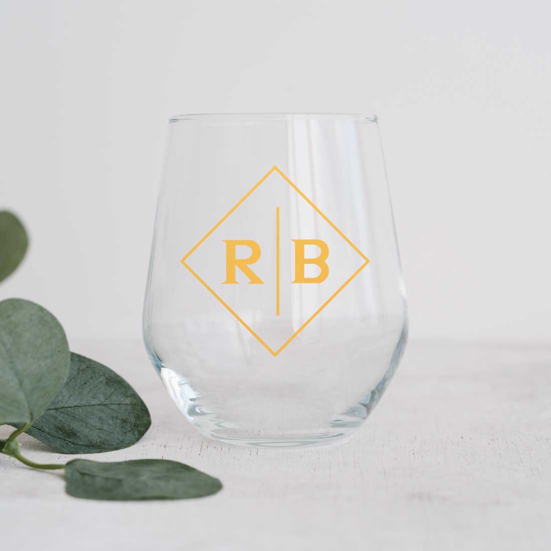 Personalized Wine Glass Single With Name - Initials