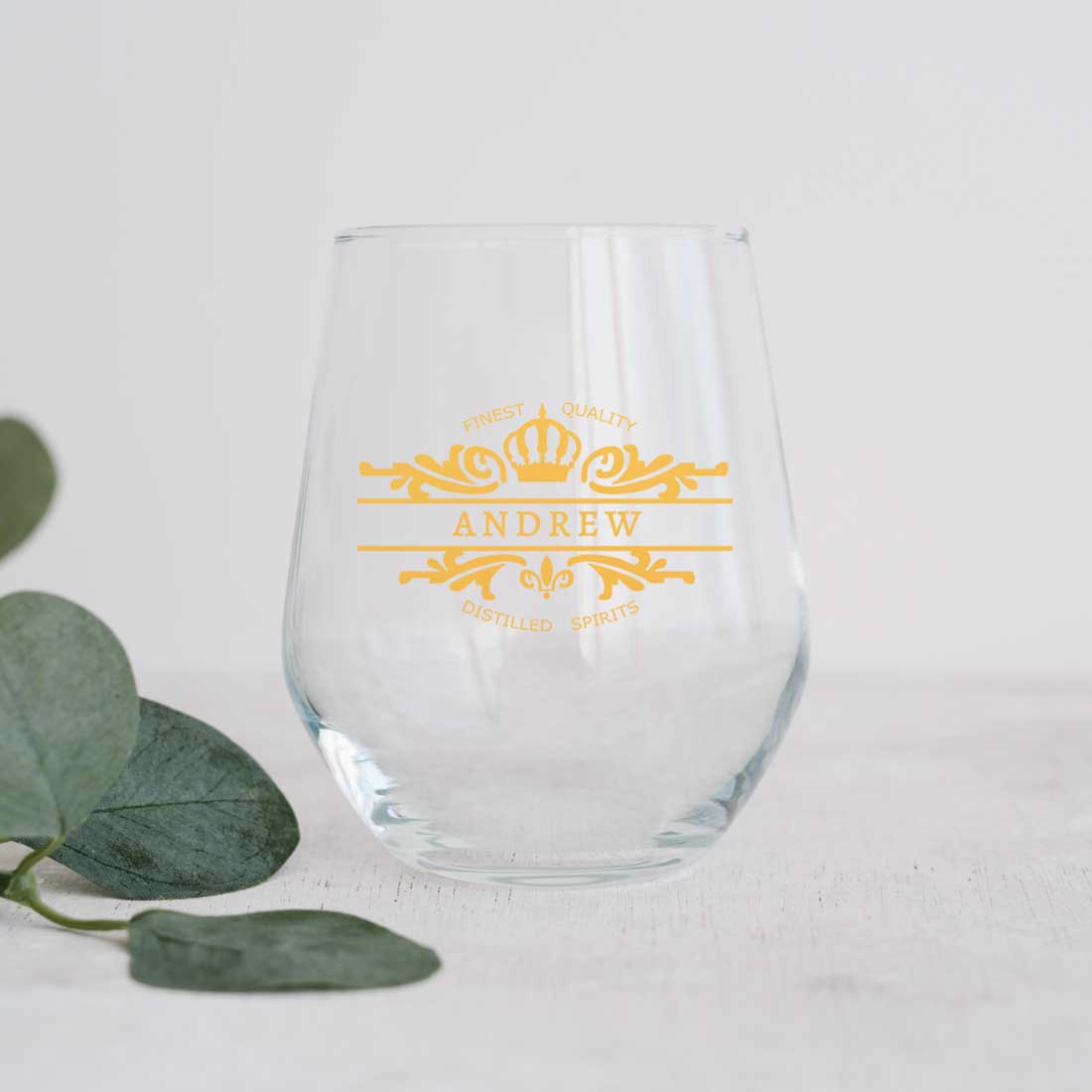 Personalized Drink Glass Custom Stemless Wine Whiskey Glasses - Add Name