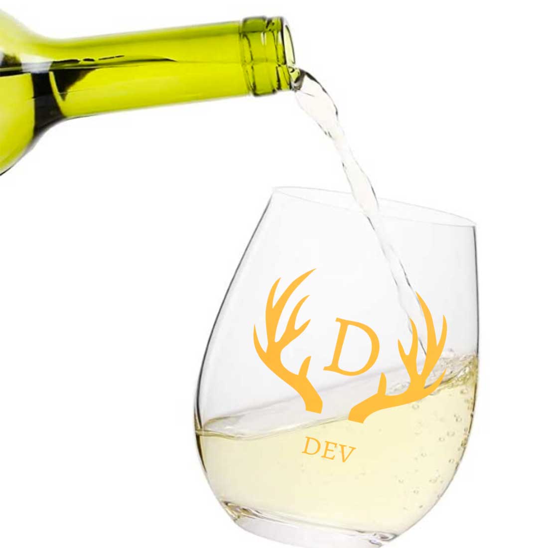 Personalized Stemless Wine Glass Whiskey Gift for Boyfriend Husband - Monogram