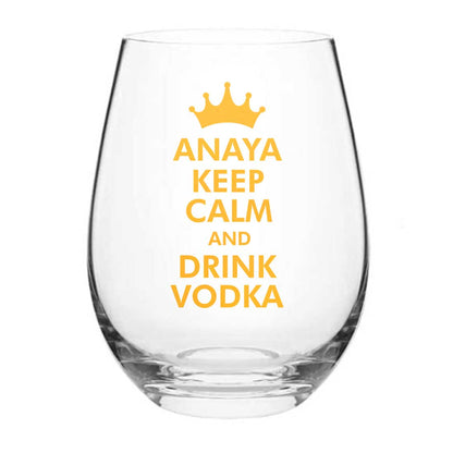 Personalized Modern Drinking Glasses Custom Stemless Vodka Glass With Name - Keep Calm