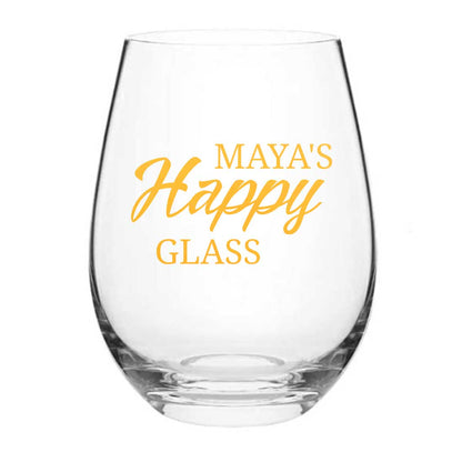 Personalized Stemless Wine Glasses For Women - Happy Glass