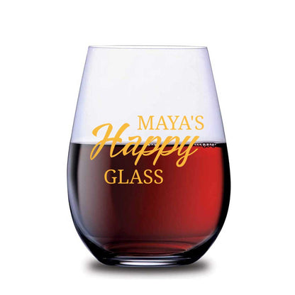 Personalized Stemless Wine Glasses For Women - Happy Glass