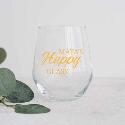 Personalized Stemless Wine Glasses For Women - Happy Glass