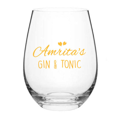 Customized Gin And Tonic Glasses Personalized Drink Glass - Add Name