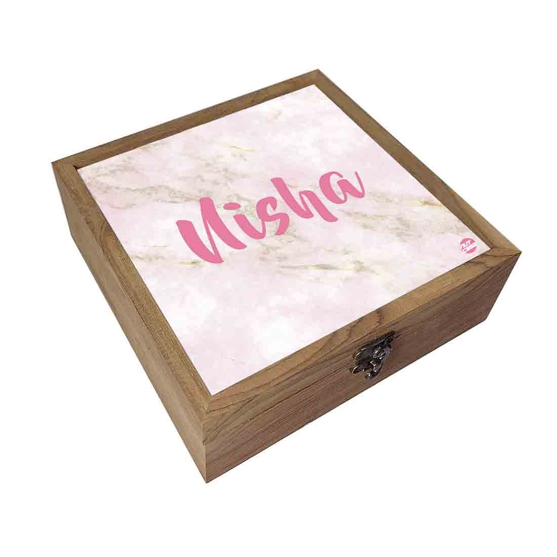 Customized Wooden Jewelry Box for Girls Pink Marble