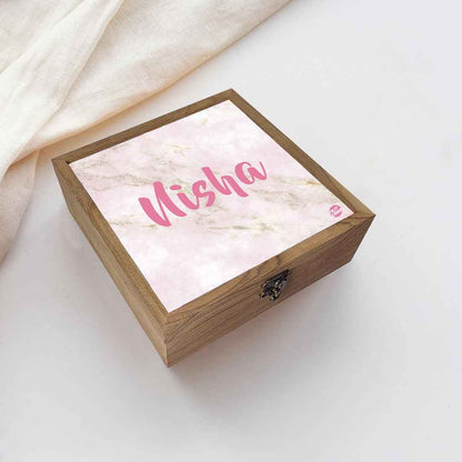 Customized Wooden Jewelry Box for Girls -  Pink Marble Nutcase