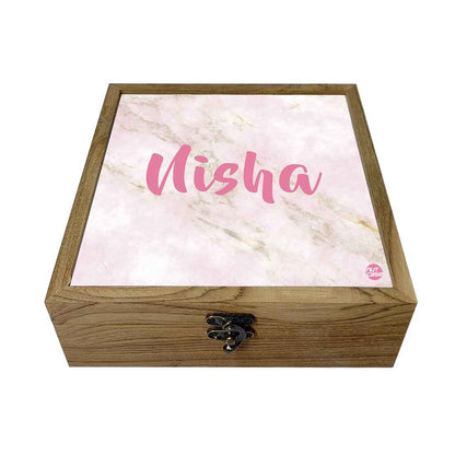 Customized Wooden Jewelry Box for Girls -  Pink Marble Nutcase