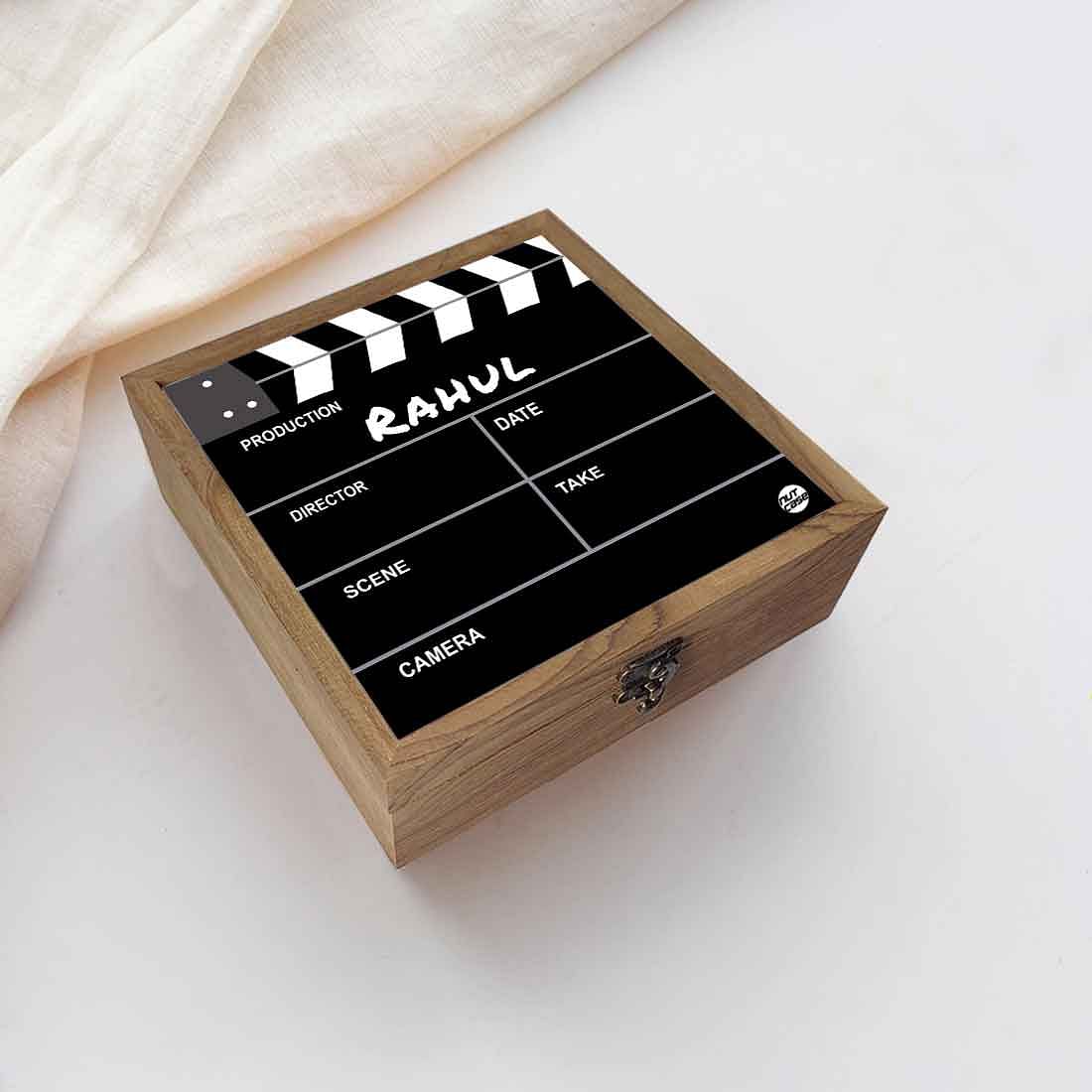 Personalized Wood Jewellery Box - Movie Clapboard Filmy Nutcase