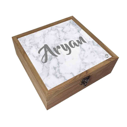 Personalised Jewelry Box Organizer Makeup - White Marble Nutcase