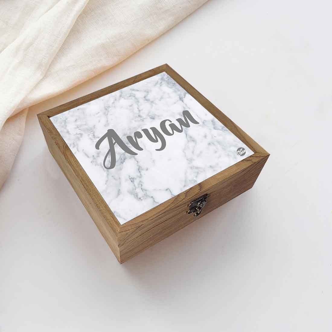 Personalised Jewelry Box Organizer Makeup - White Marble Nutcase
