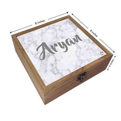 Personalised Jewelry Box Organizer Makeup - White Marble Nutcase