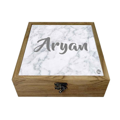 Personalised Jewelry Box Organizer Makeup - White Marble Nutcase