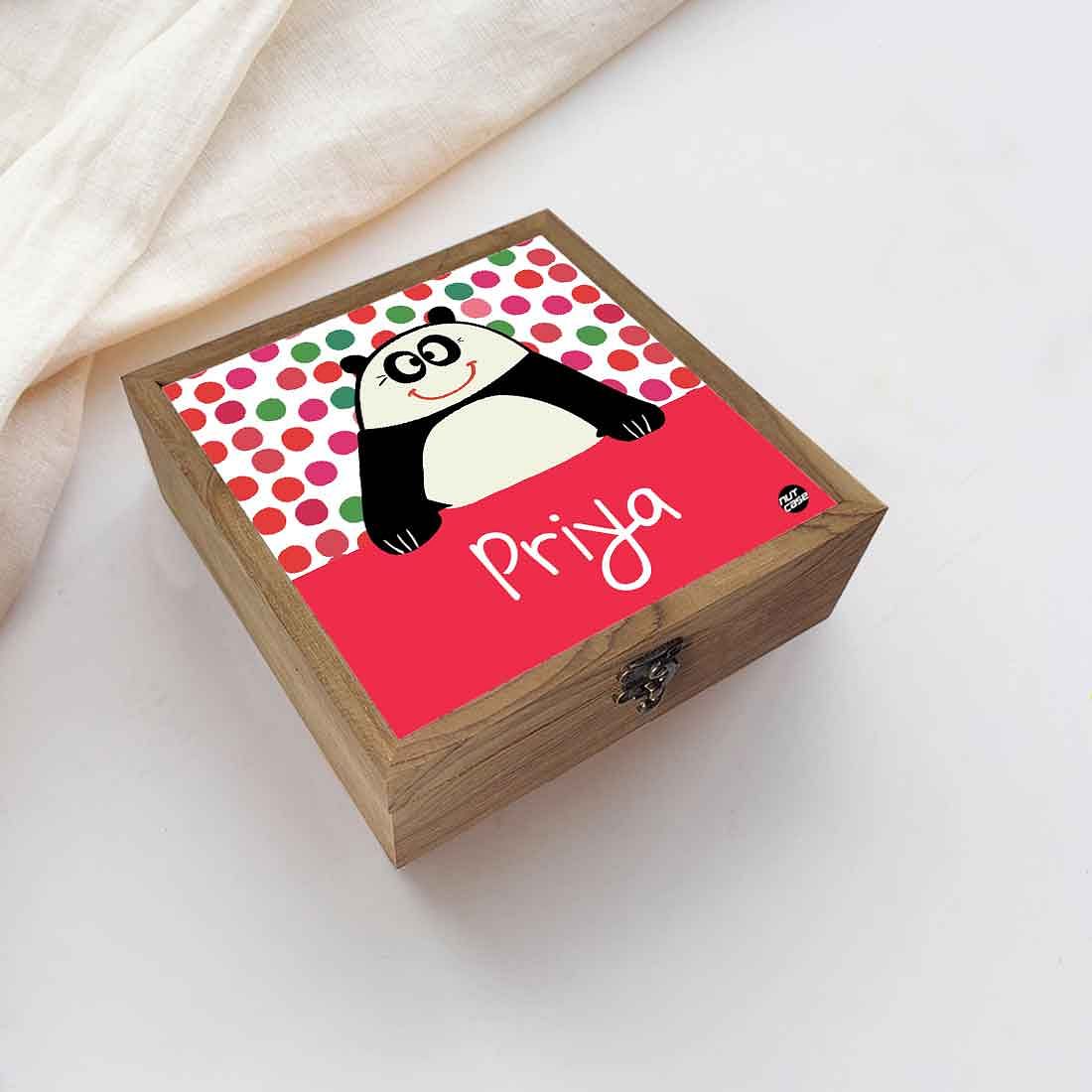 Personalized Jewellery Makeup Storage Box Wooden - Panda Nutcase