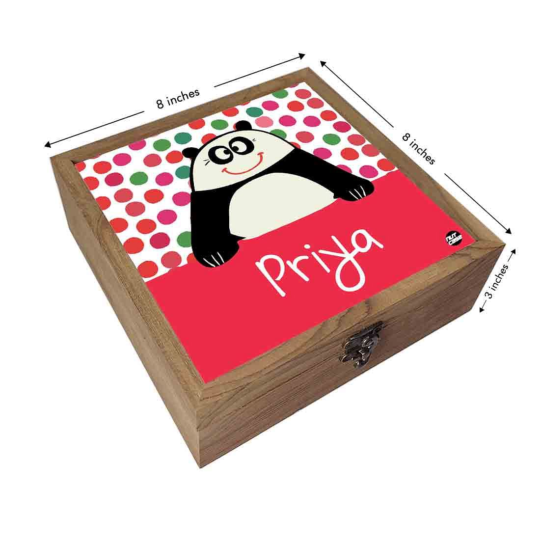 Personalized Jewellery Makeup Storage Box Wooden - Panda Nutcase