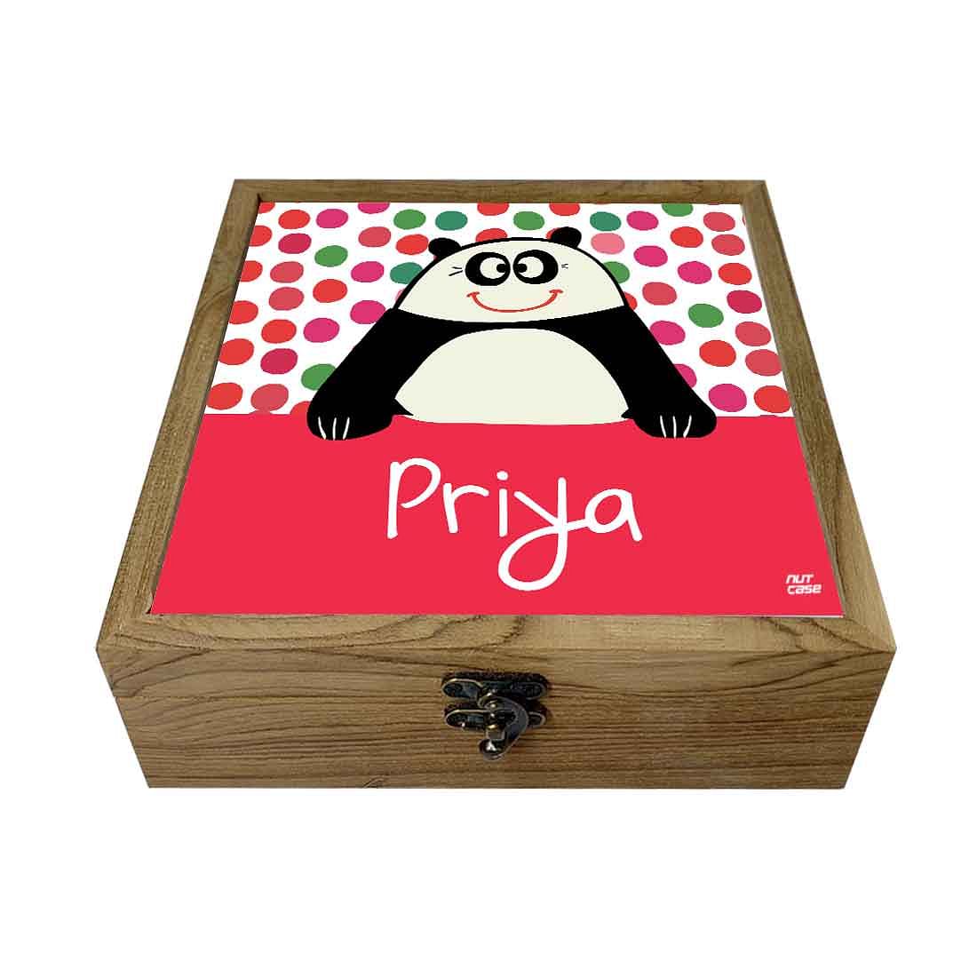 Personalized Jewellery Makeup Storage Box Wooden - Panda Nutcase