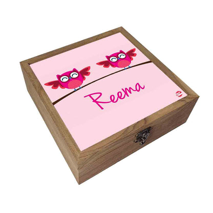 Custom Jewellery Wooden Storage Box - Pink Owl Nutcase