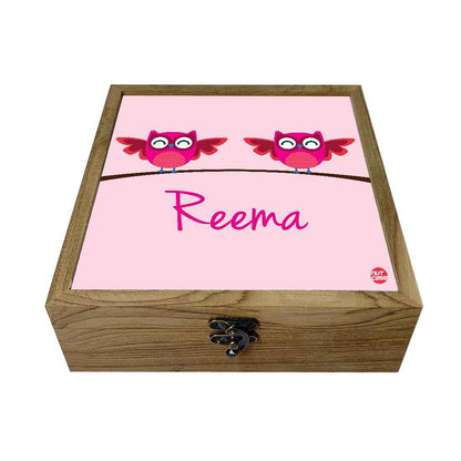 Custom Jewellery Wooden Storage Box - Pink Owl Nutcase