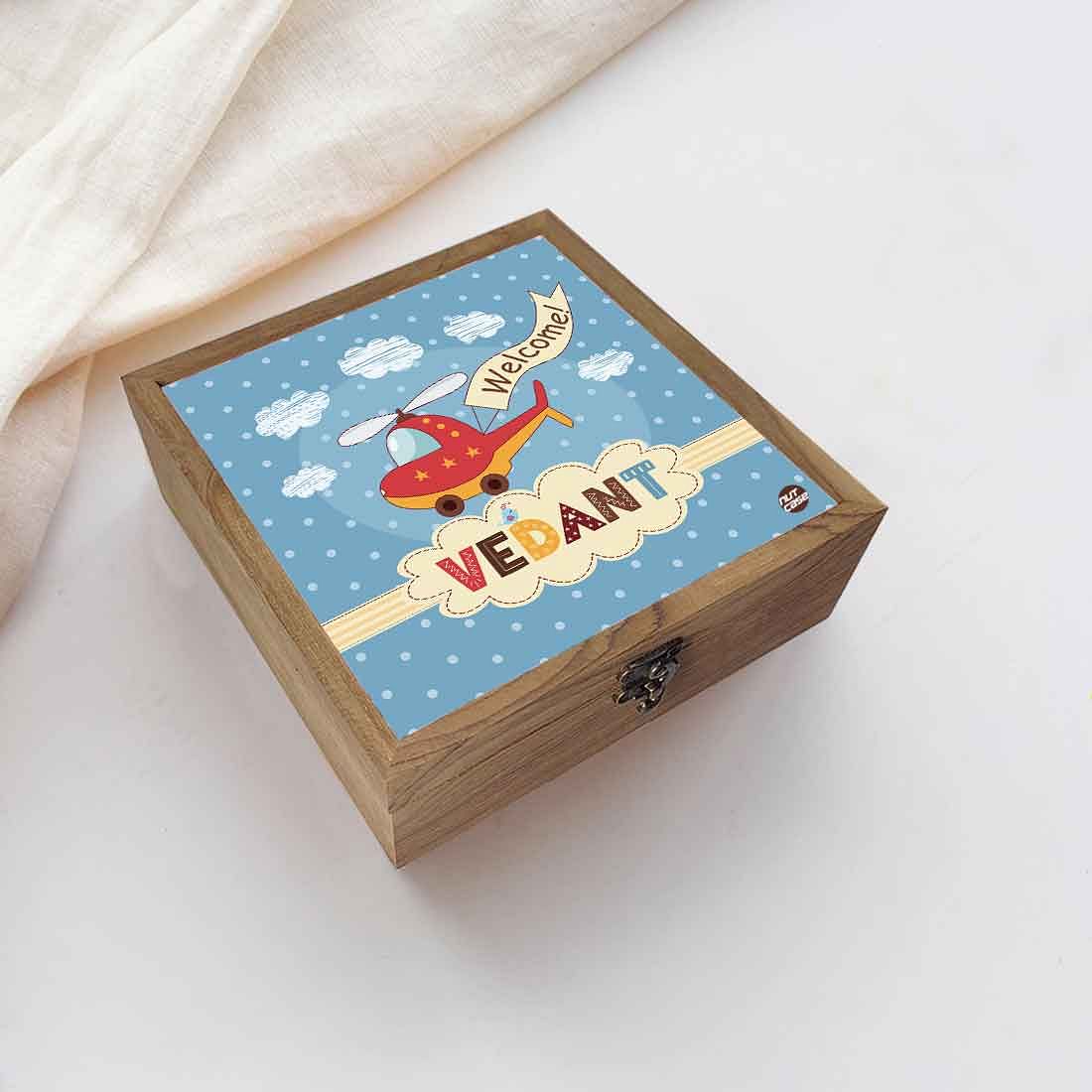 Customized Jewellery India Storage Box for Boy - Helicopter & Clouds Nutcase