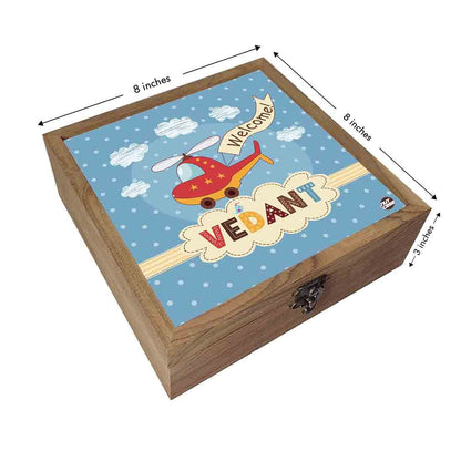 Customized Jewellery India Storage Box for Boy - Helicopter & Clouds Nutcase