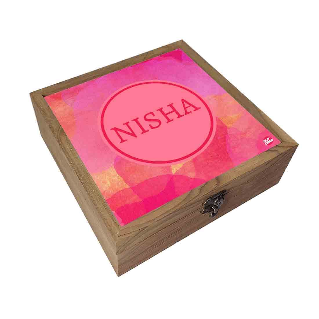 Personalised Jewellery Box for Women-Pink Watercolor Nutcase