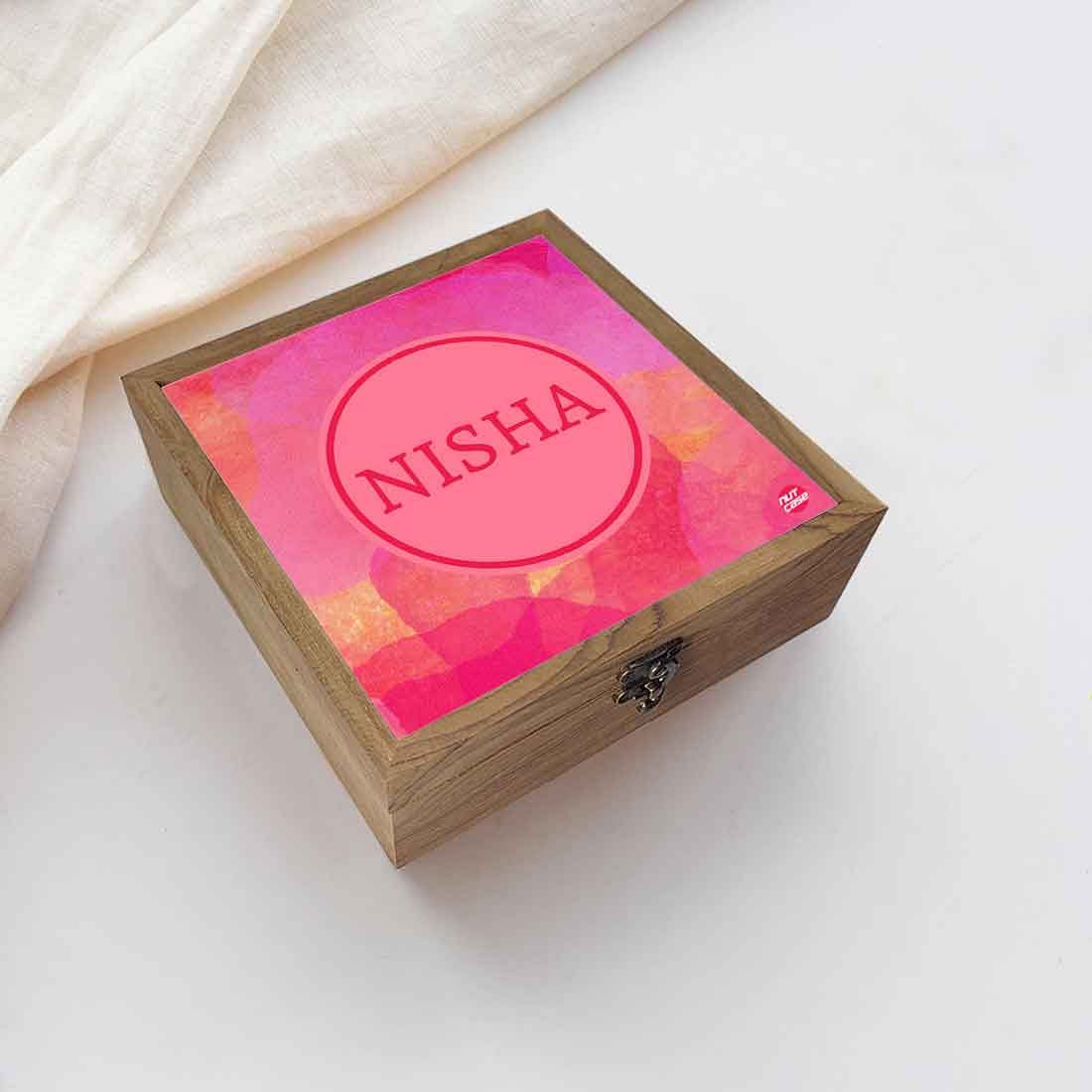 Personalised Jewellery Box for Women-Pink Watercolor Nutcase