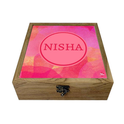 Personalised Jewellery Box for Women-Pink Watercolor Nutcase