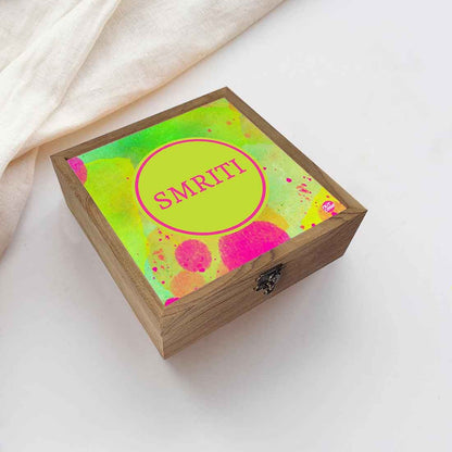 Customized Earring Box for Girls - Green Watercolor Nutcase