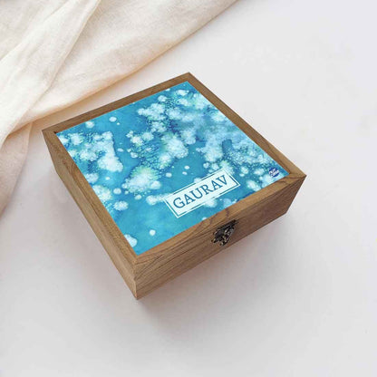 Jewellery Box With Name - Arctic Space Light Blue Watercolor Nutcase