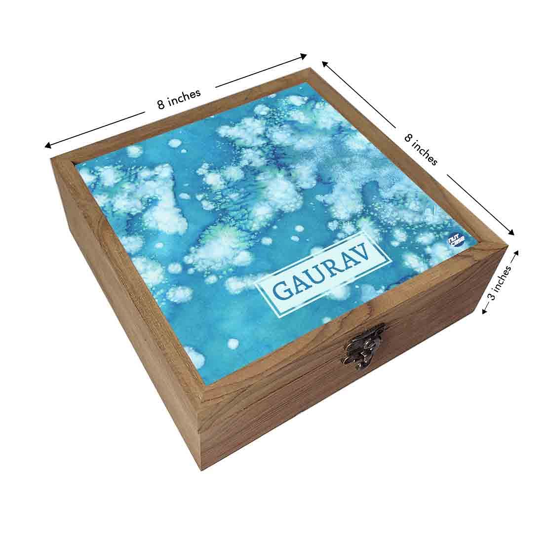 Jewellery Box With Name - Arctic Space Light Blue Watercolor Nutcase