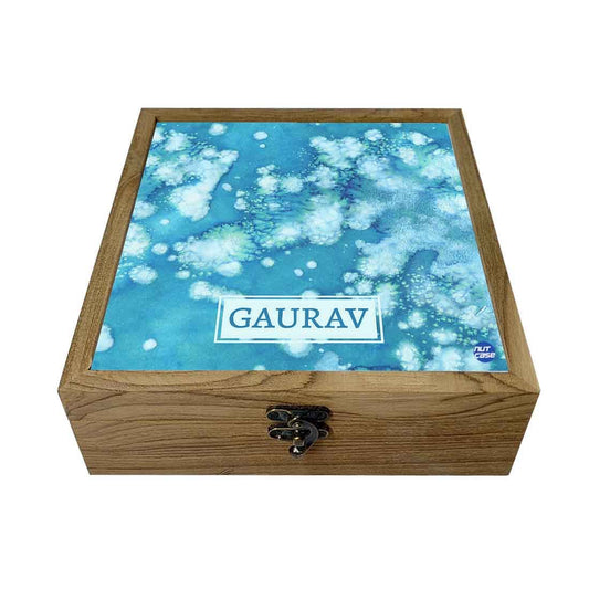 Jewellery Box With Name - Arctic Space Light Blue Watercolor Nutcase