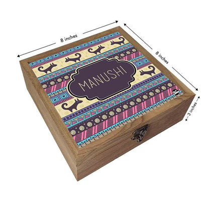 Personalized Jewellery Makeup Storage Box Wooden - Aztec Design Nutcase