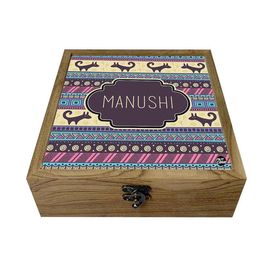 Personalized Jewellery Makeup Storage Box Wooden - Aztec Design Nutcase