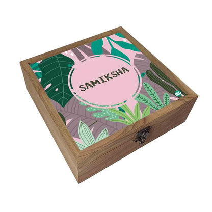 Personalised Wooden Jewelry Box Makeup Organizer - Tropical Vibes Nutcase