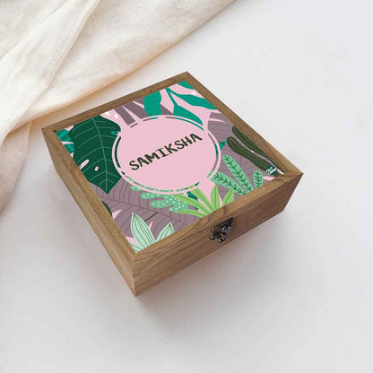 Personalised Wooden Jewelry Box Makeup Organizer - Tropical Vibes Nutcase