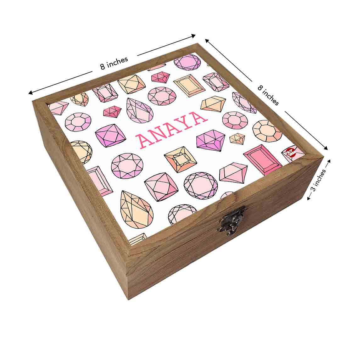 Personalized Wooden Jewellery Box for Women - Colorful Diamond Nutcase