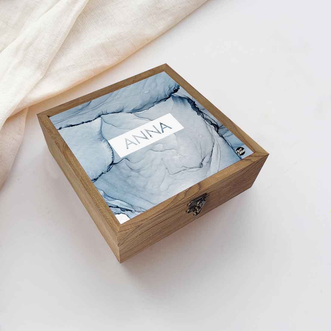 Customized Jewellery Box With Name - Gray Ink Watercolor Nutcase