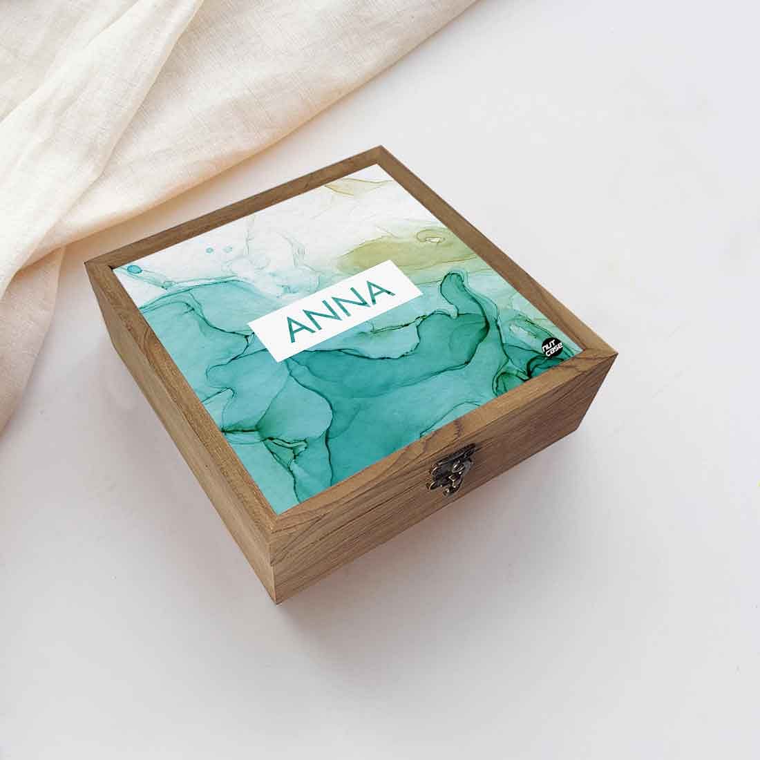 Customized Accessories Box Organizer - Green Ink Watercolor Nutcase