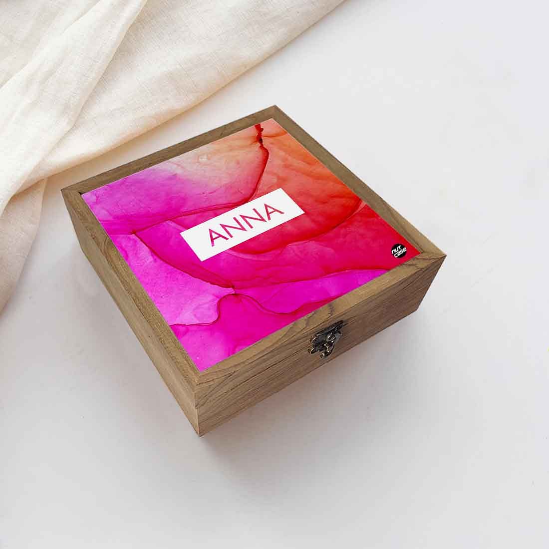 Personalized Jewellery Box for Women - Pink Watercolor Nutcase