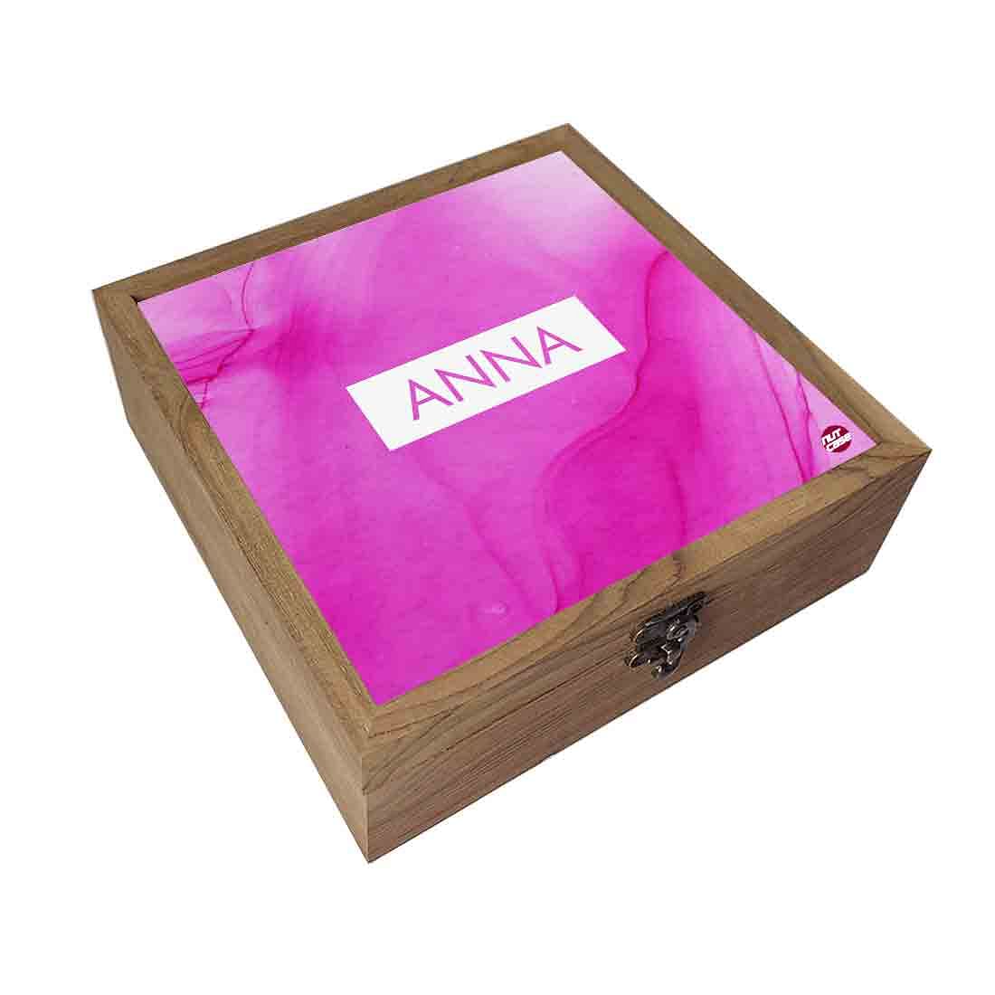 Personalised Jewelry Holders & organizers Jewellery Box With Name - Pink Ink Watercolor Nutcase