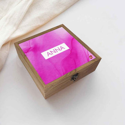 Personalised Jewelry Holders & organizers Jewellery Box With Name - Pink Ink Watercolor Nutcase