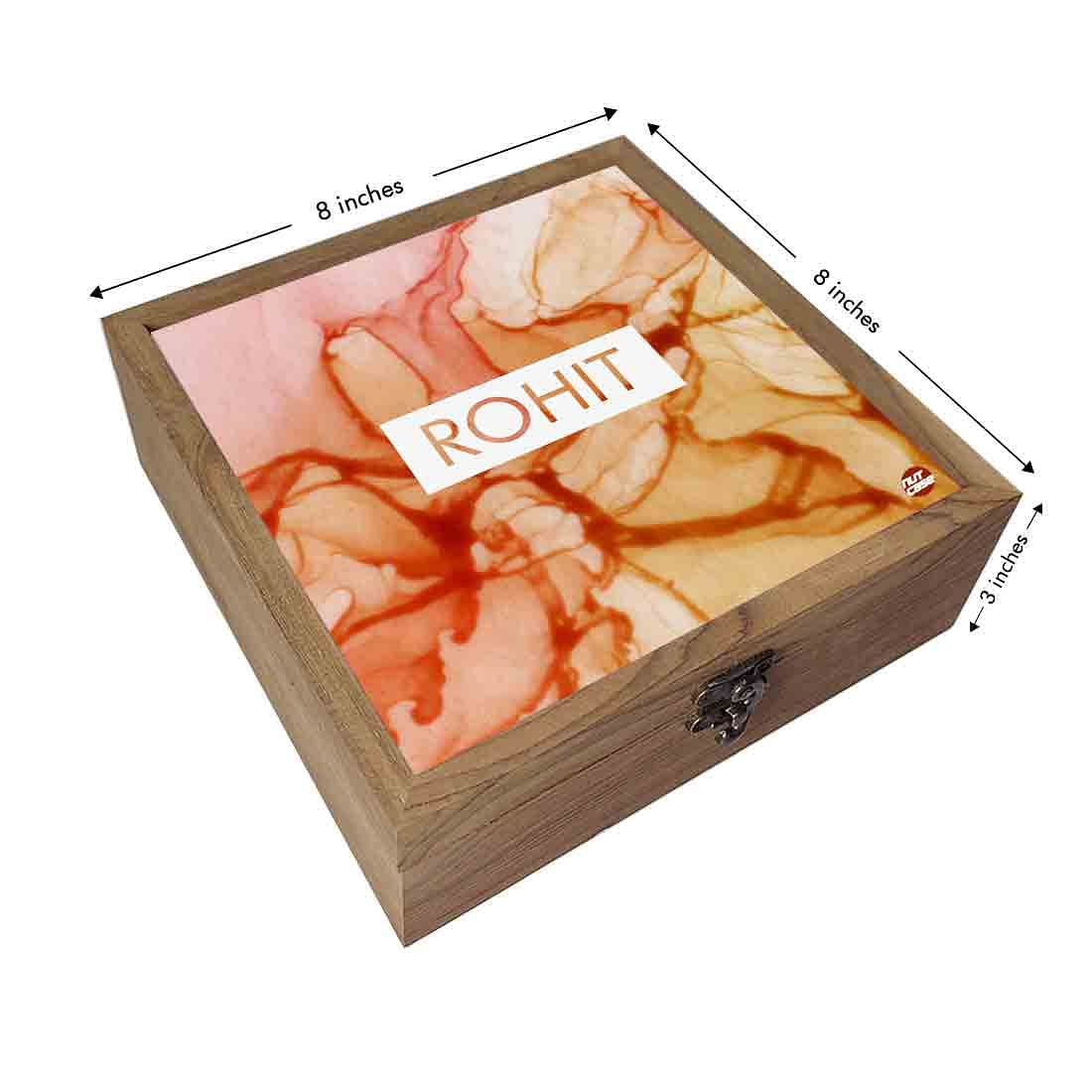 Personalized Jewellery Makeup Organizers Storage Box Wooden - Orange Watercolor Nutcase