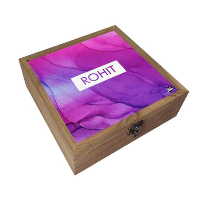 Custom Personalized Gifts Jewelry Box for Women - Purple Ink Watercolor Nutcase