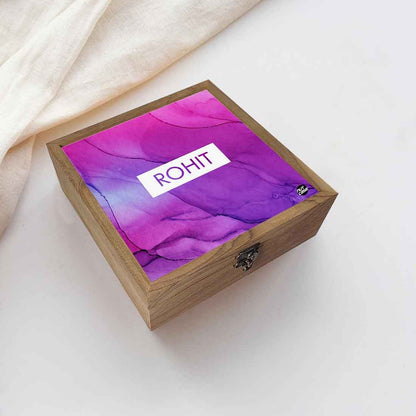 Custom Personalized Gifts Jewelry Box for Women - Purple Ink Watercolor Nutcase