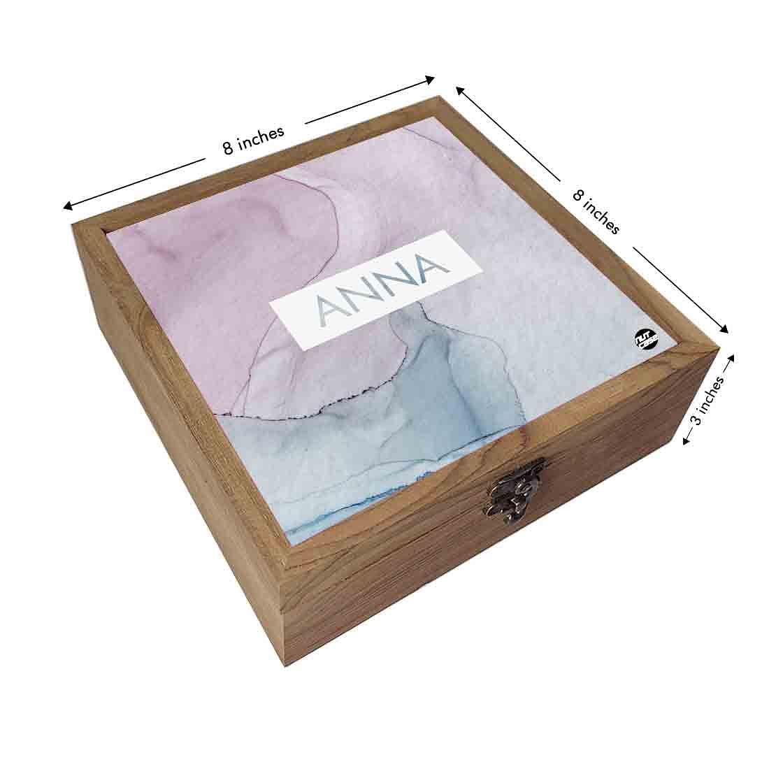Boxes for Jewelry Storage Box Organizer - Blue Gray Ink Watercolor Nutcase