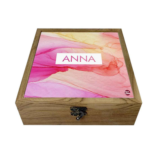 Personalized Jewellery Box for Women - Pink Golden Ink Watercolor Nutcase
