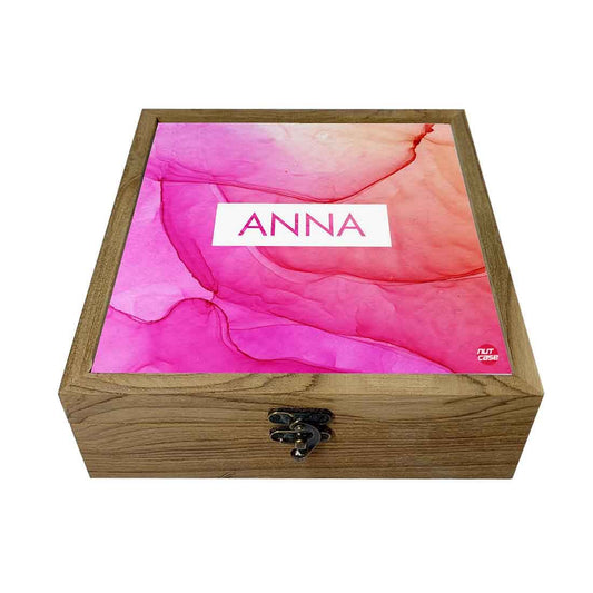 Personalized Ring Box Jewellery Organizer for Women - Pink Watercolor Nutcase
