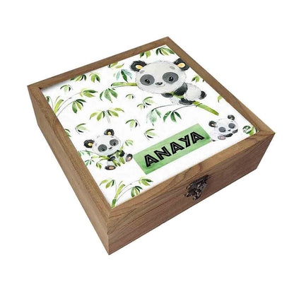 Personalized for Kids Wood Jewelry Storage - Cute Panda Nutcase