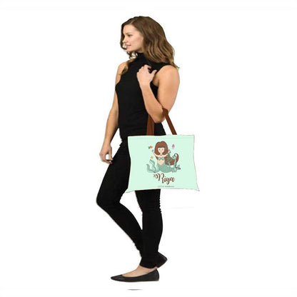 Nutcase Personalized Tote Bag for Women Gym Beach Travel Shopping Fashion Bags with Zip Closure and Internal Pocket - Little Mermaid Nutcase