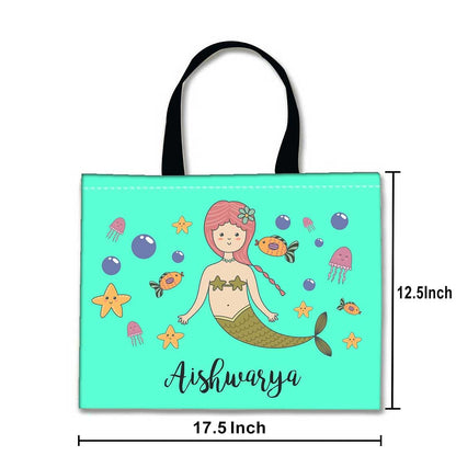 Nutcase Personalized Tote Bag for Women Gym Beach Travel Shopping Fashion Bags with Zip Closure and Internal Pocket to keep cash/valuables - Cute Mermaid Nutcase