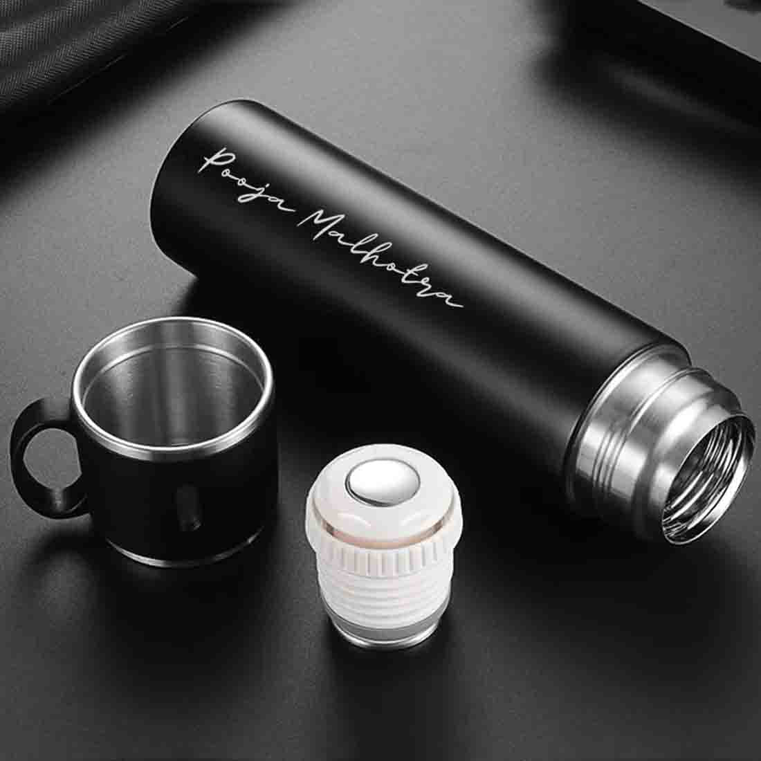 Custom Thermos With Cup Lid 3 Cups Gift Box Set for Travel Outdoor Camping - Add Name